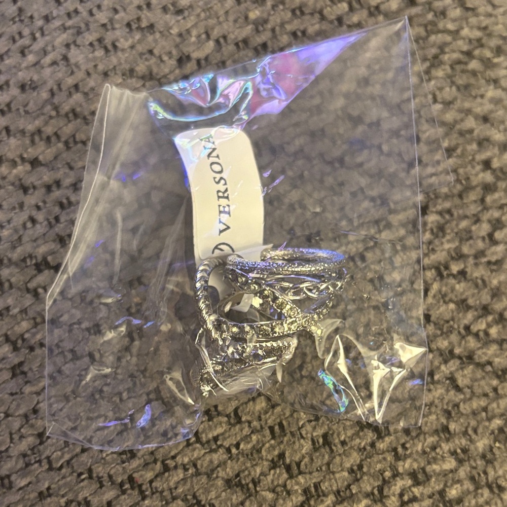 Versona Silver-Tone Crystal Hoop Ring Set, size 7 - Picture 6 of 6